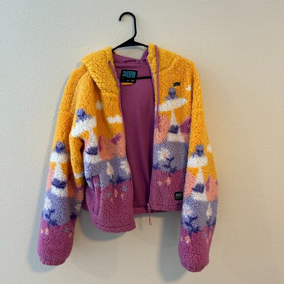 Colorful Sherpa Flower/Alien A.LAB Jacket with Hood - Picture 2 of 3